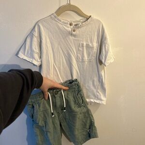 Zara White and Green Kids Matching Set